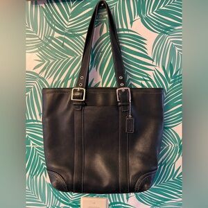 Vintage coach Hampton shoulder tote bag black leather 90’s Y2K